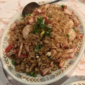 Wong's Cafe - Wong's Special Fried Rice (House Special Fried Rice) stir fried with pork, shrimp, and vegetables. $12.75 is reasonable. - Chinese Near Me - Klamath Falls, Oregon