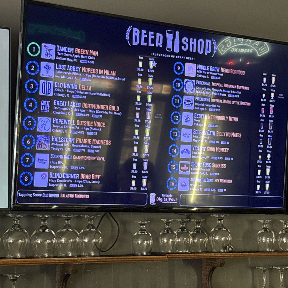 Beer Shop - 5/25/25 beer menu - Beer, Wine & Spirits Near Me - Oak Park, Illinois