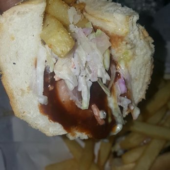 Dogma Grill - The inside of a "Cleveland Polish Boy" the combo is delicious! - Hot Dogs Near Me - Miami, Florida