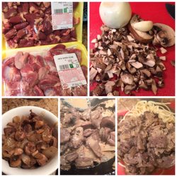 Giunta's Meat Farms - Had leftover spaghetti. Added chopped hearts & gizzards. Some seasonings & splash of cream. Heaven! 12-20-2016