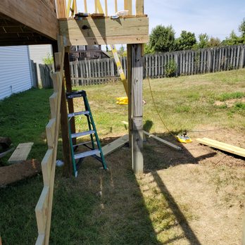 Langford Remodeling - Reconstructing the stairs, they came straight out from the deck and i am running along side of deck. - Handyman Near Me - Louisville, Kentucky Langford Remodeling - Reconstructing the stairs, they came straight out from the deck and i am running along side of deck. - Handyman Near Me - Louisville, Kentucky