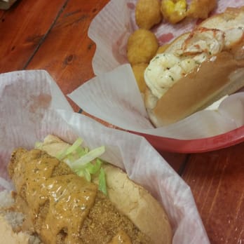 Crawfish Shack Seafood - Catfish po'boy & lobster roll with corn nuggets. - Seafood Near Me - Atlanta, Georgia