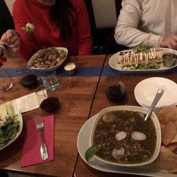 Frida 602 - Arugula salad, chop salad, pazole, and burrito. - Bars Near Me - Covington, Kentucky