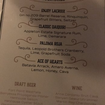 Tupper and Reed - Menu - Cocktail Bars Near Me - Berkeley, California