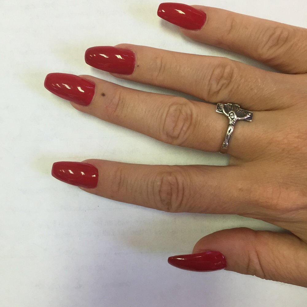 Suzy's Nails - My red coffin shaped nails by Heidi! - Nail Technicians Near Me - Los Angeles, California Suzy's Nails - My red coffin shaped nails by Heidi! - Nail Technicians Near Me - Los Angeles, California
