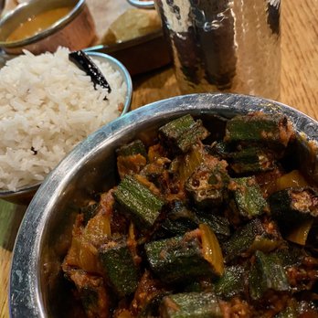 TUMBI Craft Indian Kitchen - Yum! Coconut Rice & Bhindi Masala! - Indian Near Me - Santa Monica, California