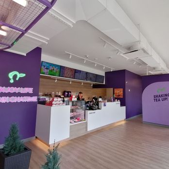 Chatime - a purple and white reception area - Bubble Tea Near Me - Oshawa, Ontario