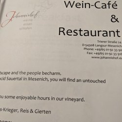 Johannishof - Menu