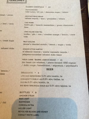 Menu photo 8 Geraldine's Austin, TX