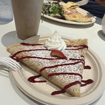 Crepe Crazy - Sweet crepe: strawberry & raspberry with an iced vanilla latte - Creperies Near Me - Austin, Texas
