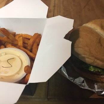 Krave Burger - Burger and sweet potato fries ! (Trust me the fries eee plentiful! - Fast Food Near Me - Halifax, Nova Scotia