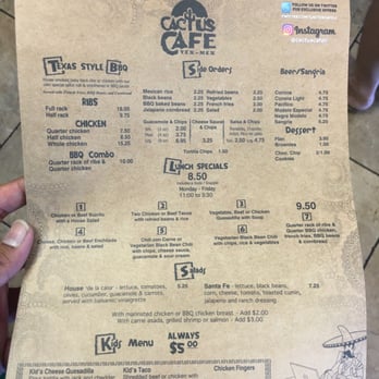 Cactus Cafe Tex-Mex - Menu back - Tex-Mex Near Me - Medford, New York Cactus Cafe Tex-Mex - Menu back - Tex-Mex Near Me - Medford, New York