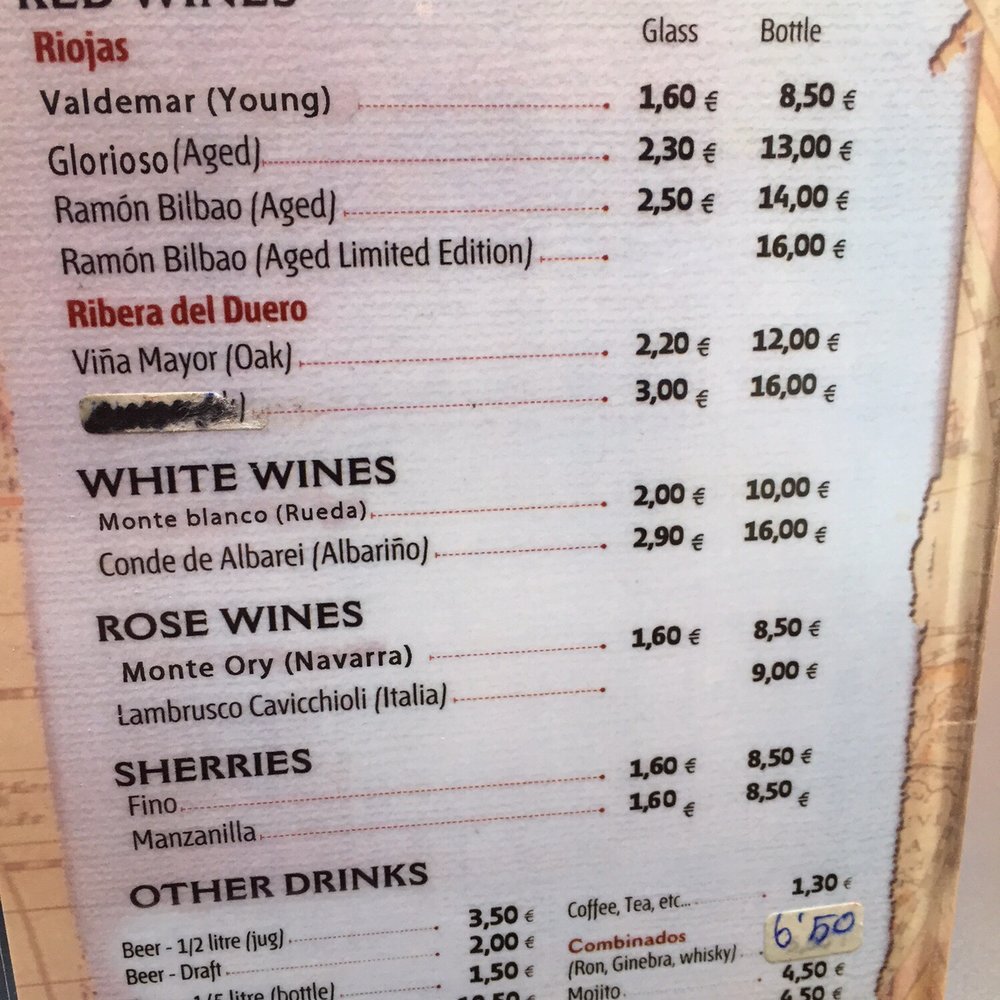 Malaspina - Wine menu - Tapas Bars Near Me - Madrid, M Malaspina - Wine menu - Tapas Bars Near Me - Madrid, M