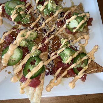 Pacific Coast Tacos - Ahi tuna wonton nachos, favorite dish and fresh - Tacos Near Me - Houston, Texas Pacific Coast Tacos - Ahi tuna wonton nachos, favorite dish and fresh - Tacos Near Me - Houston, Texas