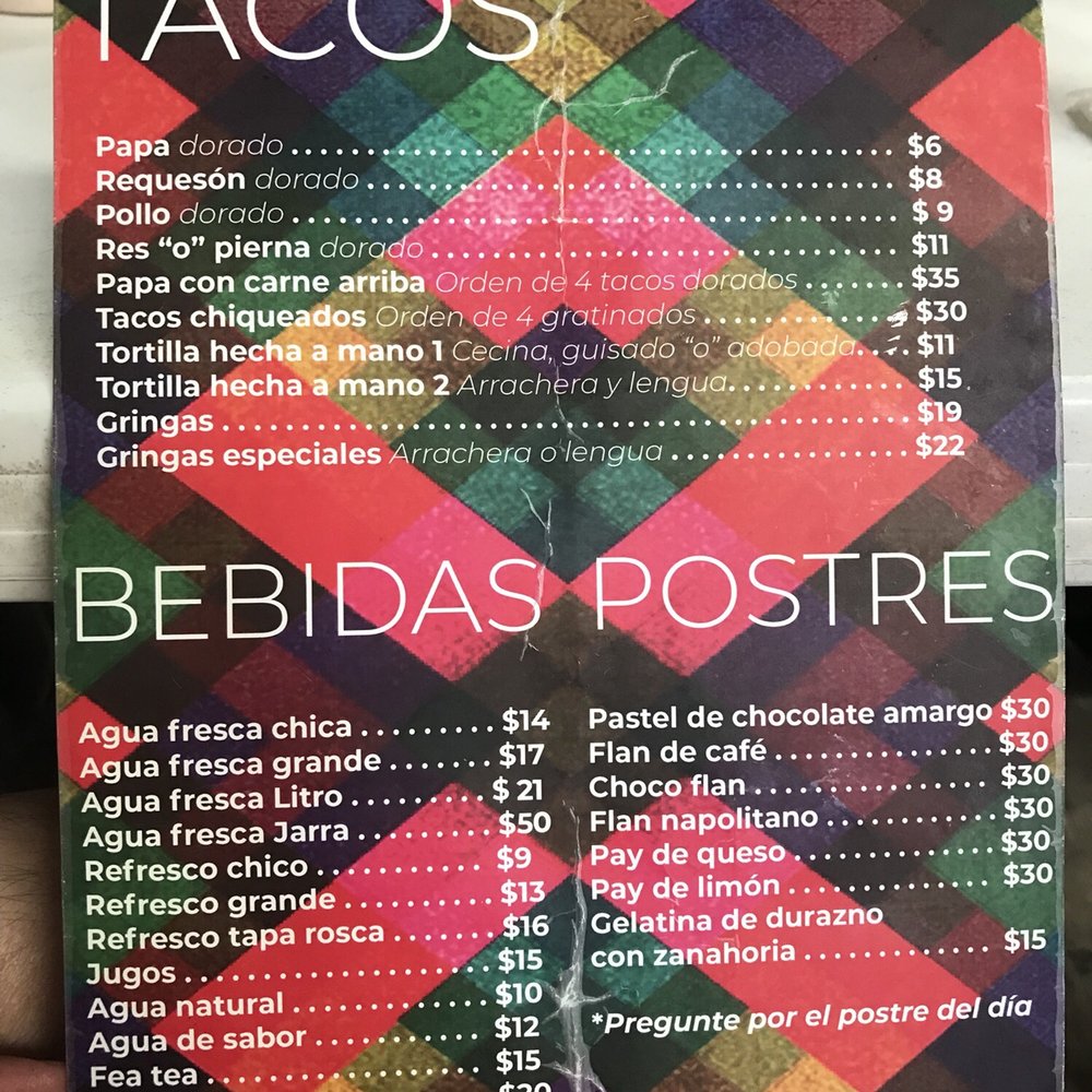 El Rinconcito - Menu back - Mexican Near Me - Chapala, JAL El Rinconcito - Menu back - Mexican Near Me - Chapala, JAL