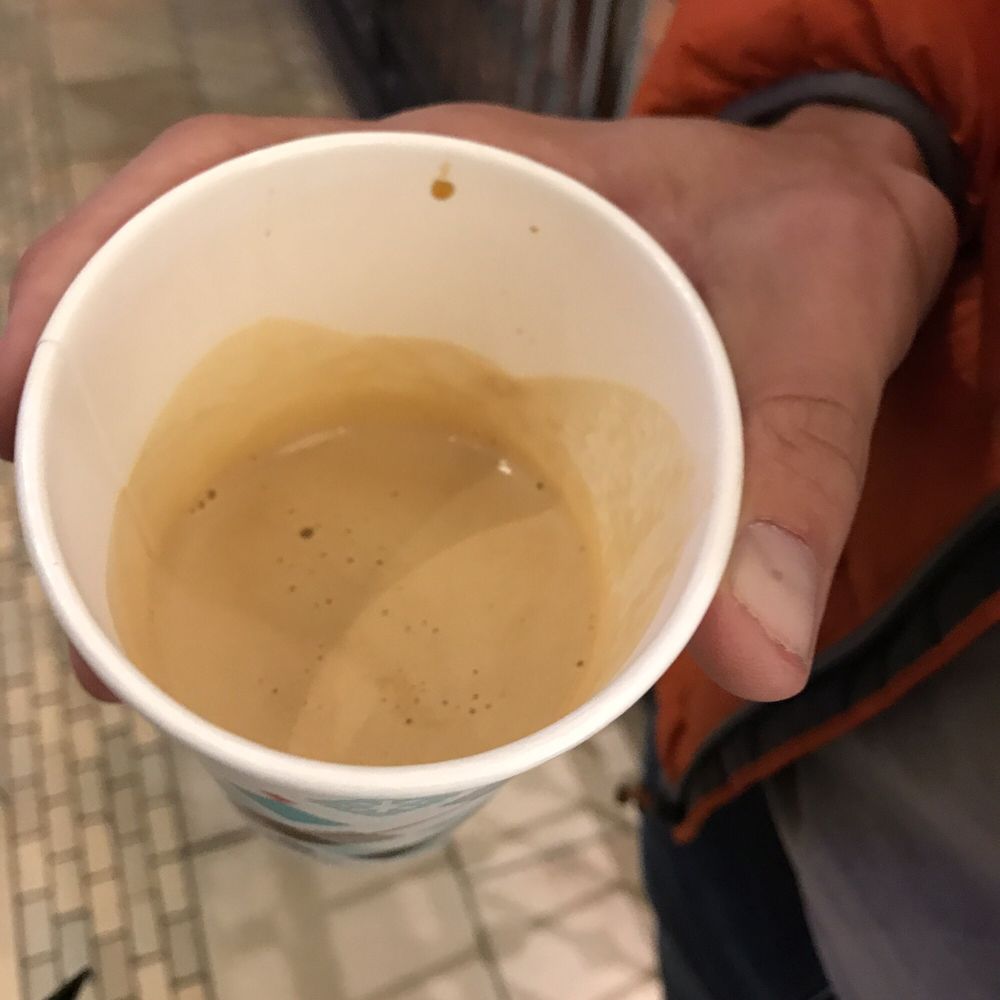 This is apparently a cappuccino - more like a half filled cup of Americano