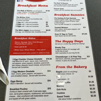 Dohboy’s Diner - the breakfast menu - Diners Near Me - Saint Catharines, Ontario
