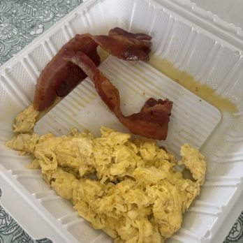 The Red Hen Cafe - Egg and bacon combo from strawberry waffles - Breakfast & Brunch Near Me - Helendale, California