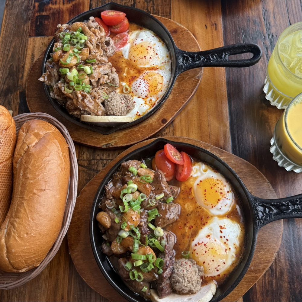 Nep Cafe - Top: Banh Mi Chao - Beef Belly & Sugarcane Kumquat Bottom: Banh Mi Chao - Filet Mignon & Mango Sticky Rice Matcha - Breakfast & Brunch Near Me - Fountain Valley, California
