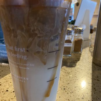 Starbucks - Iced caramel macchiato with caramel on the outside of The cup instead of the inside. - Coffee & Tea Near Me - Corona, California Starbucks - Iced caramel macchiato with caramel on the outside of The cup instead of the inside. - Coffee & Tea Near Me - Corona, California