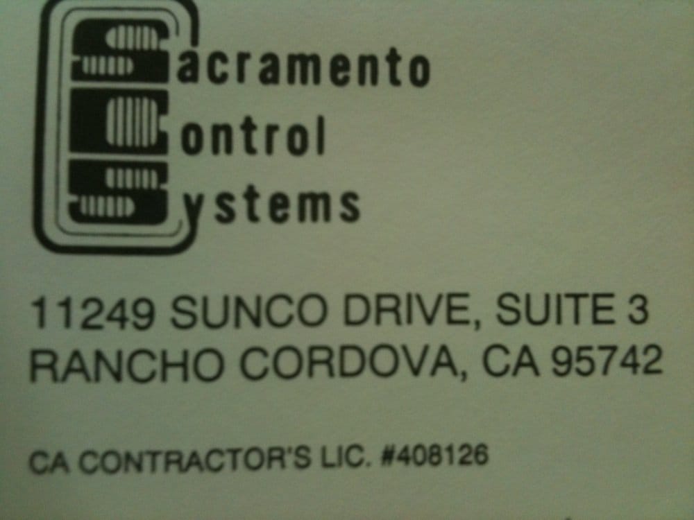 SACRAMENTO CONTROL SYSTEMS Updated September 2024 11249 Sunco Dr