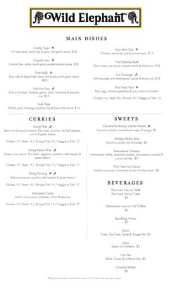 Menu photo 7 Wild Elephant  Irondequoit, NY