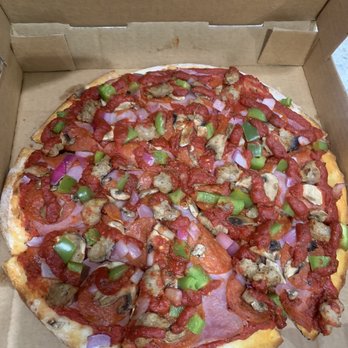 Paradise Pizza - Traditional cheese less deluxe without olives and extra sauce - Pizza Near Me - Caledonia, Michigan