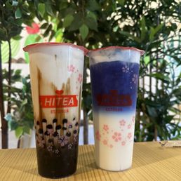 Brown Sugar Boba Fresh Milk Tea and Deep Blue Flower Milk Tea (Cheese)