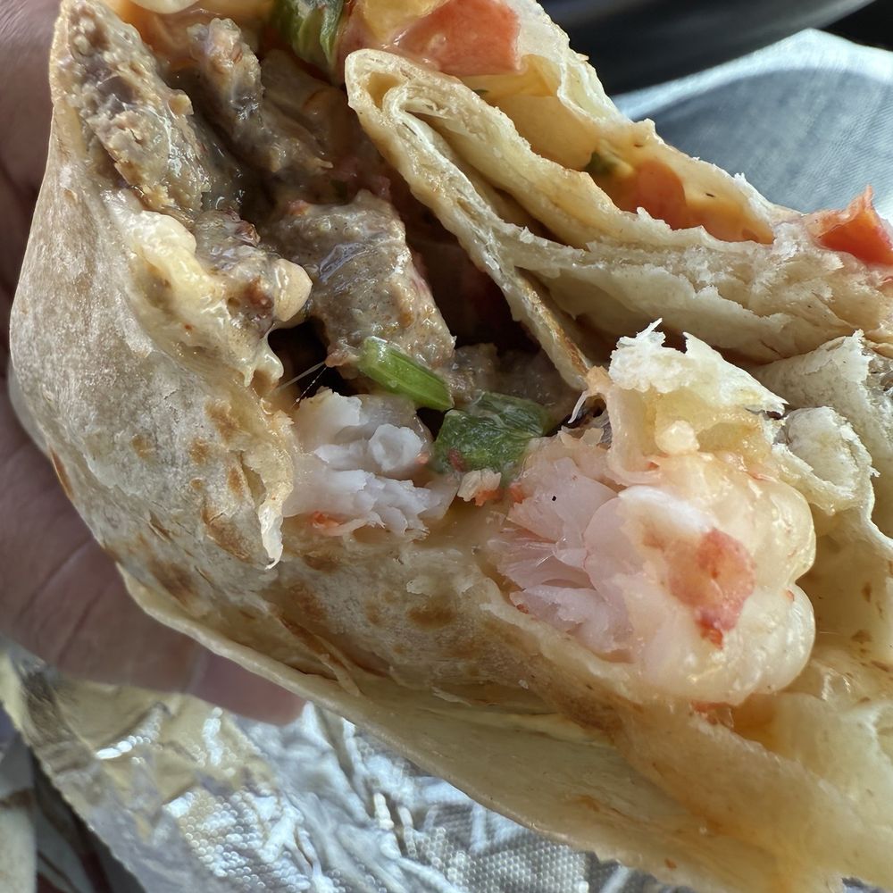 Surf and Surf & Turf Burrito. Surf and Surf & Turf Burrito.