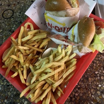 In-N-Out Burger - Cheeseburger, Hamburger, and French Fries (one well done) - Fast Food Near Me - Milpitas, California In-N-Out Burger - Cheeseburger, Hamburger, and French Fries (one well done) - Fast Food Near Me - Milpitas, California
