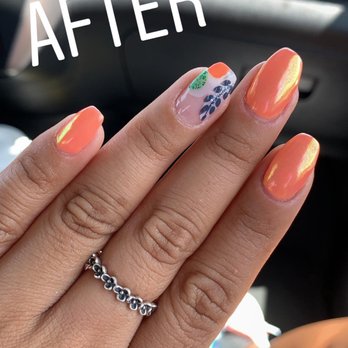 Bella Nails & Spa - 502 Soft Orange, unicorn chrome and design by Jen! - Nail Salons Near Me - Brea, California Bella Nails & Spa - 502 Soft Orange, unicorn chrome and design by Jen! - Nail Salons Near Me - Brea, California