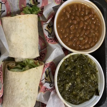 Shane's Rib Shack - Wrap with spinach and baked beans - Barbeque Near Me - Grovetown, Georgia Shane's Rib Shack - Wrap with spinach and baked beans - Barbeque Near Me - Grovetown, Georgia