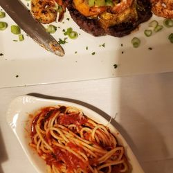 Santioni's Italian Restaurant - Filet mignon. Comes with spaghetti.