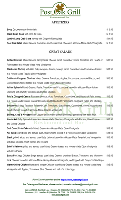 Menu photo 3 Post Oak Grill Houston, TX