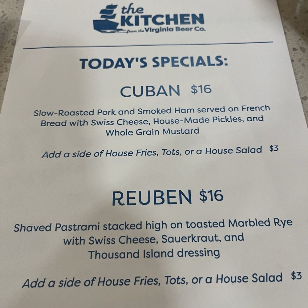 Specials menu Specials menu