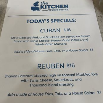 The Kitchen - Specials menu - Brewpubs Near Me - Yorktown, Virginia The Kitchen - Specials menu - Brewpubs Near Me - Yorktown, Virginia