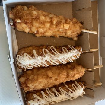 Mochinut - Potato ( Half & Half ) + Elote ( Half & Half ) - Desserts Near Me - Orlando, Florida Mochinut - Potato ( Half & Half ) + Elote ( Half & Half ) - Desserts Near Me - Orlando, Florida