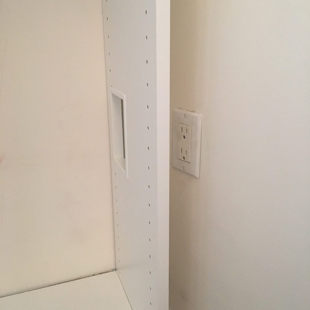 Closet Factory - Cut out for cable but not even correctly aligned - Cabinetry Near Me - new york, New York Closet Factory - Cut out for cable but not even correctly aligned - Cabinetry Near Me - new york, New York