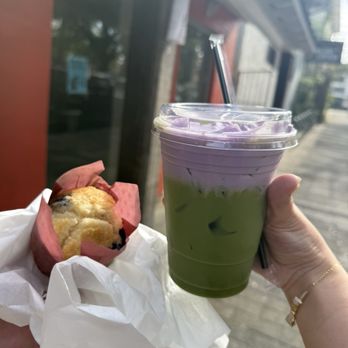 Cherrybomb Coffee - mike's matcha + blueberry muffin - Coffee & Tea Near Me - Baton Rouge, Louisiana