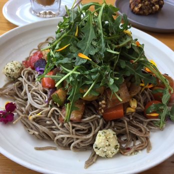 Parakeet Cafe - La Jolla - Grilled vegetable bowl is inventive and superb. It comes with a base of chilled soba noodles, loads of vegetables & garnished w/ nut cheese. - Coffee & Tea Near Me - La Jolla, California