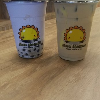 Noon Moment - On the left is the Taro Sherbet and on the right is Wintermelon Milk Tea with pudding topping! - Bubble Tea Near Me - Toronto, Ontario Noon Moment - On the left is the Taro Sherbet and on the right is Wintermelon Milk Tea with pudding topping! - Bubble Tea Near Me - Toronto, Ontario