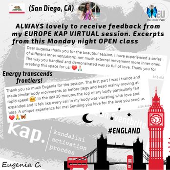 The Inner Fuel - Kundalini Activation Process - In a virtual #KAP session, Eugenia will use ZOOM as the platform for the class and will guide you step by step. #KAPwithEugenia - Reiki Near Me The Inner Fuel - Kundalini Activation Process - In a virtual #KAP session, Eugenia will use ZOOM as the platform for the class and will guide you step by step. #KAPwithEugenia - Reiki Near Me