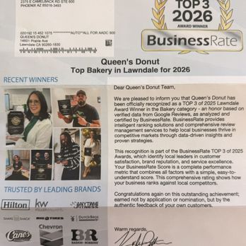 Queen's Donut - We got top3. Thank you all my dear customers. We promise to keep up with the good work and make it better and better. - Donuts Near Me - Lawndale, California Queen's Donut - We got top3. Thank you all my dear customers. We promise to keep up with the good work and make it better and better. - Donuts Near Me - Lawndale, California