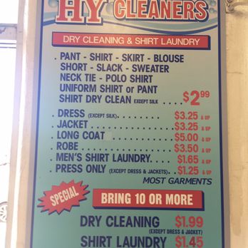 Hy Cleaners - Price list-cash only. - Dry Cleaning Near Me - San Diego, California Hy Cleaners - Price list-cash only. - Dry Cleaning Near Me - San Diego, California