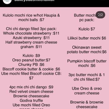 Bake You A Smile Hawaii - Menu for today's pop-up! - Desserts Near Me - Aiea, Hawaii