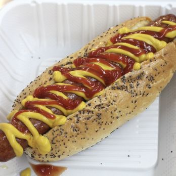 JJ's on Maxwell - The basic big dog! 
1/4 Lb all beef frank in our custom poppy seed bun. Condiments available, make it your own! - Hot Dogs Near Me - Eugene, Oregon