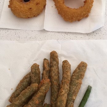 Ivar's Seafood Bar - These were our 4 onion rings (very miserly) and the bland fried green beans. - Seafood Near Me - Bellevue, Washington Ivar's Seafood Bar - These were our 4 onion rings (very miserly) and the bland fried green beans. - Seafood Near Me - Bellevue, Washington