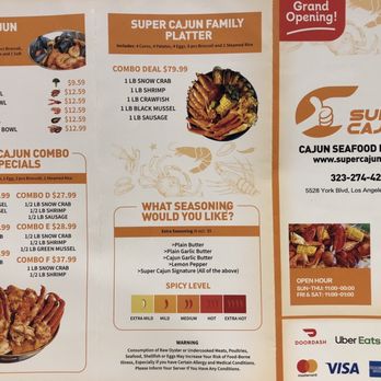 Super Cajun - Menu as of September 2023 - Cajun/Creole Near Me - Los Angeles, California Super Cajun - Menu as of September 2023 - Cajun/Creole Near Me - Los Angeles, California