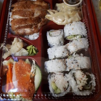 Sushi Kaido - Bento Box B: California roll, Pork Goyza(3pcs), salad w/dressing, & choice of chicken or beef teriyaki. Chicken teriyaki was chosen. - Japanese Near Me - Vancouver, British Columbia Sushi Kaido - Bento Box B: California roll, Pork Goyza(3pcs), salad w/dressing, & choice of chicken or beef teriyaki. Chicken teriyaki was chosen. - Japanese Near Me - Vancouver, British Columbia