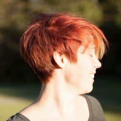 Crystalize Your Hair - Copper side of the haircut. Create unexpected color accents that can be seen depending on how the hair is parted or styled.